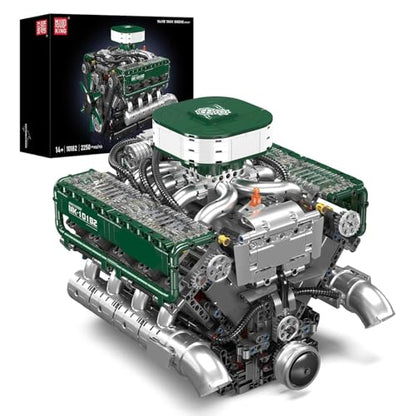 Mould King 10182 V8 Engine Building Blocks Sets, MOC V8 Tank Engine Model Kit with Battery and Motor, Collectable 8-Cylinder Combustion Car Engine Model Toys for Adults (2250+PCS) - style: MK-10182 engine