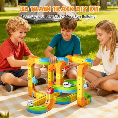 Electric Train Set, 3D Cube Track-DIY Rail Cube Block Kit - size: 32pcs+1 Car