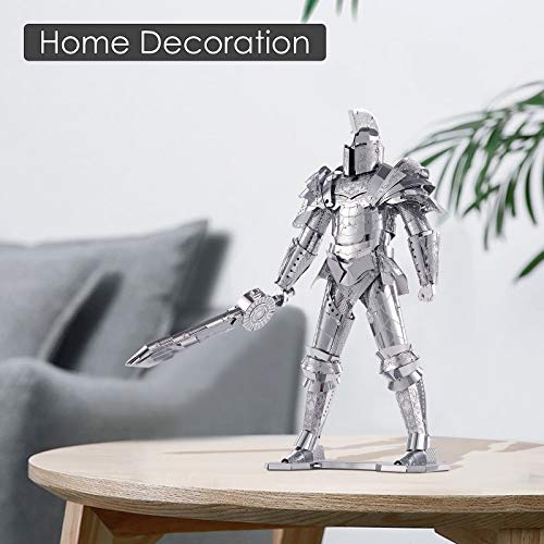 Piececool 3D Metal Puzzles for Adults DIY Mecha Model Kits Building Blocks, Black Knight 3D Figure Model kit Brain Teaser Puzzle Hobbies for Men, Great Birthday Gifts -125 Pcs - color: Silver