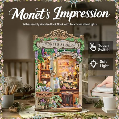 Monet's Studio Book Nook Kit, DIY Miniature House Kit with LED Light - color: Monet's Studio