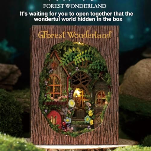 Mini 3D Wooden Doll House Craft Model with LED,DIY Miniature and Furniture Dollhouse Kit,Creative Room Idea for Valentine's Day Birthday Gift (Forest Wonderland) - color: Forest Wonderland