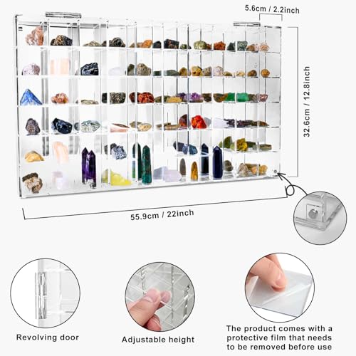 Adjustable Seashell Display Case Box Large Rock Fossil Arrowhead Case - size: Large Horizontal 60-Room Display Case-New