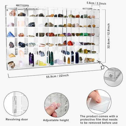 Adjustable Seashell Display Case Box Large Rock Fossil Arrowhead Case - size: Large Horizontal 60-Room Display Case-New