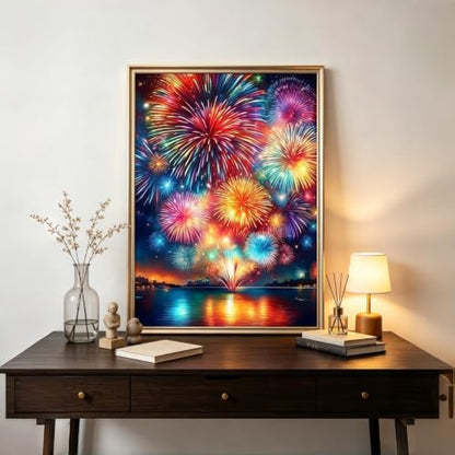5D Colorful Fireworks Diamond Art kits for Adults Beginners 12x16inch - color: KM1347-1