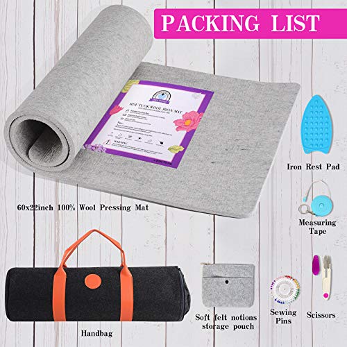 Rdutuok Wool Pressing Mat, 60" x 22", 100% New Zealand Wool Ironing Mat - size: 60" x 22"