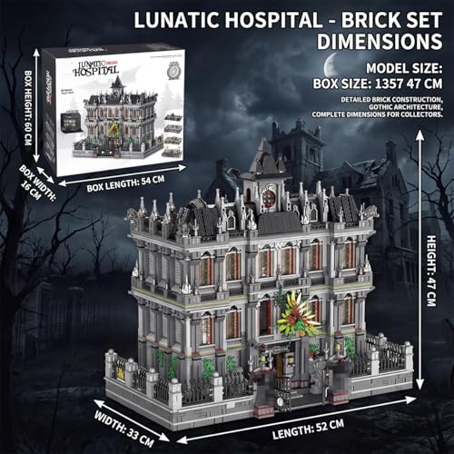 Lunatic Hospital - Building Blocks,7537 PCS Gothic Model Toy for Adults - color: Lunatic Hospital