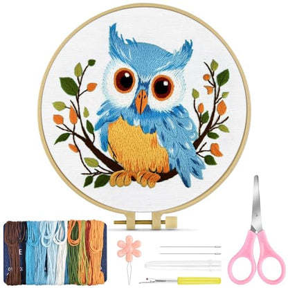 TINDTOP Embroidery Kit for Beginners Adult, Owl Embroidery Kit - color: Owl