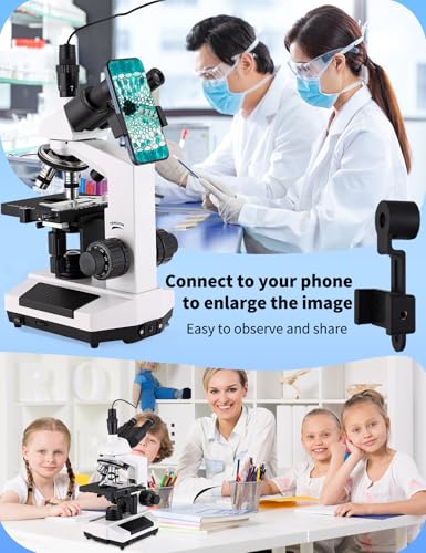 Microscopes for Adults WF10x and WF25x eyepieces Compound Microscope with Microscope Slides, Microscopes Kit for Kids Students Home School (Monocular Microscope with Big Bundle) - color: White