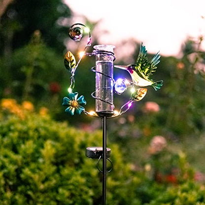 Stargarden Hummingbird Rain Gauge Outdoor Solar LED Lights Rain Gauge - color: Hummingbird-A