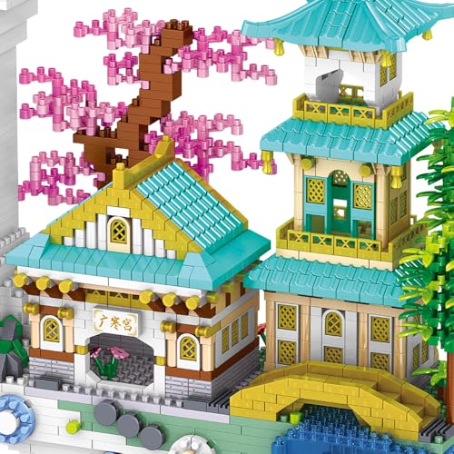Moon Palace Micro Brick Building Set (3661 Pieces) – Famous Chinese Fable Architecture Model Educational Toy Gift for Kids and Adults - color: Moon Palace