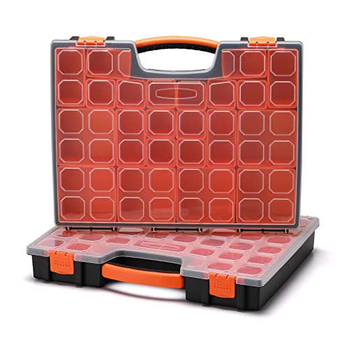 EMENTOL 2PCS Multi-Purpose Portable Organizer Box Set with 44-Removable Compartments, 2 Pieces Professional Boxes with Dimension 16.2"L*13"W*2.3"H - size: 2 PCS