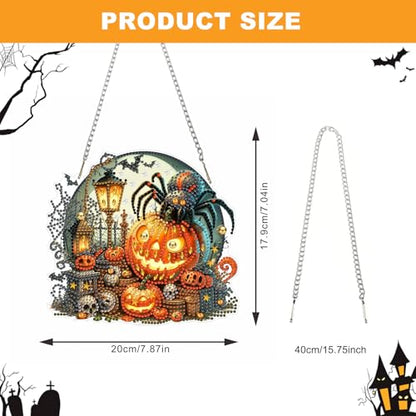 NAIMOER Halloween Diamond Art Hanging Kits for Adults, Spider 5D Special Shaped Rhinestone, DIY Acrylic Diamond Art Painting Window Pendants Home Garden Wall Hanging Ornament Kits, Double Sided - color: Halloween Pumpkin Spider