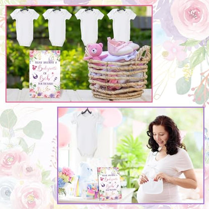 Chuarry 43 Pcs DIY Bibs Decorating Kit 8 Bodysuits 8 Pcs 2 Ply White Bibs 10 Fabric Markers 16 Stencils Baby Shower Sign(Flower) - style: Flower
