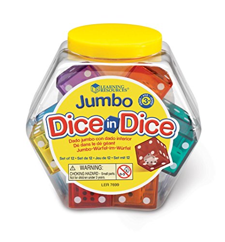 Learning Resources Jumbo Dice in Dice - Math Manipulative Cubes, Board Game Accessories, Counting Numbers, Party Gifts, Preschool, Teacher Supplies, Classroom Must Haves Pack, HomeschoolActivities