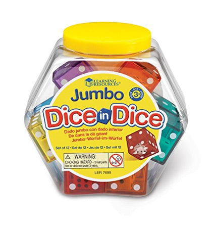 Learning Resources Jumbo Dice in Dice - Math Manipulative Cubes, Board Game Accessories, Counting Numbers, Party Gifts, Preschool, Teacher Supplies, Classroom Must Haves Pack, HomeschoolActivities