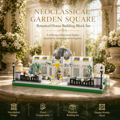 Neoclassical Garden Square Micro Mini Building Block Set - color: White
