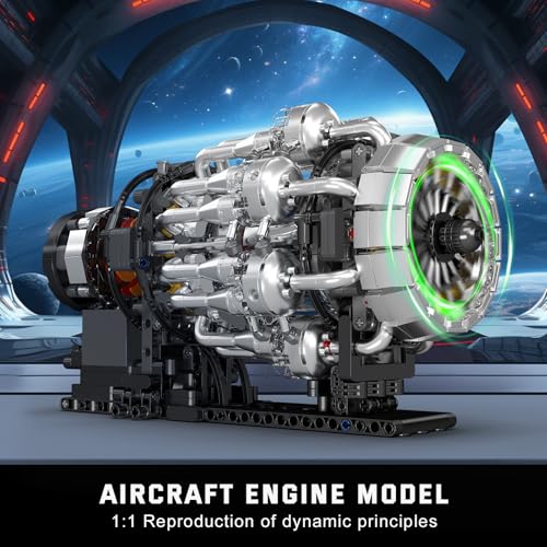 Mould King 10216 Turbojet Engine Building Sets, Mechanical Aviation Aircraft Engine Model Kit That Runs, Build Your Own STEM Model Engine, Gift for Age 14+/Adult Collections Enthusiasts (1214+ PCS) - style: MK-10216