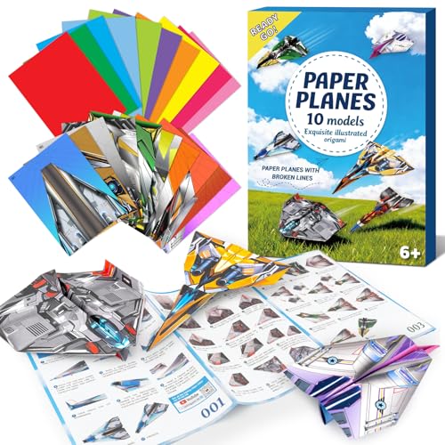60 Sheets Airplane Origami Paper for Kids, Origami Kit with Instruction