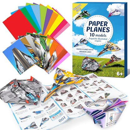 60 Sheets Airplane Origami Paper for Kids, Origami Kit with Instruction