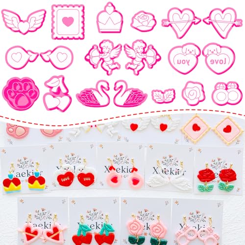 Valentine’s Day Polymer Clay Cutters Set – Romantic Polymer Clay Molds, Clay Cutters, Clay Earring Cutters, Clay Tools - color: 2Q color