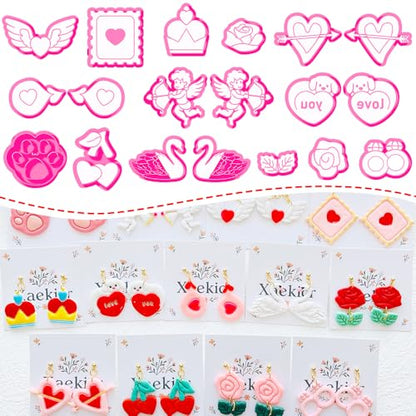 Valentine’s Day Polymer Clay Cutters Set – Romantic Polymer Clay Molds, Clay Cutters, Clay Earring Cutters, Clay Tools - color: 2Q color