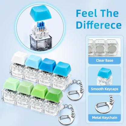 2 PCS Keyboard Fidget Toy, Decompression Button Clicker Keychain, Portable Tactile Sensory Toys, Stocking Stuffers for Stress Relief, Autism, ASMR, Adults, Teens - color: Green+blue