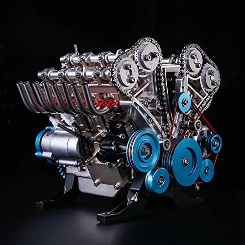 FunXylophy V8 Engine Model Kit That Works, 1:3 Mini Metal Mechanical Engine for Car, 500 Pieces DIY Assembly Science Experiment Physics