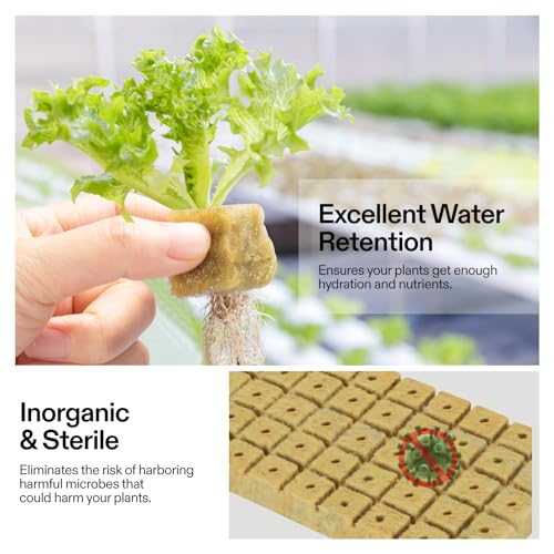 VIVOSUN 1" Rockwool Cubes, 200 Plugs Stonewool Starter Grow Cubes - size: 1"-200 Plugs