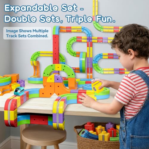 SOCBTNSO 88 PCS KlickRail 3D Modular Electric Train Set for Kid 3-8 - size: 88PCS