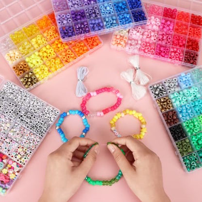 QUEFE 5 Boxes 96 Colors 3300pcs Pony Beads Bracelet Making Kit - color: 96 colors