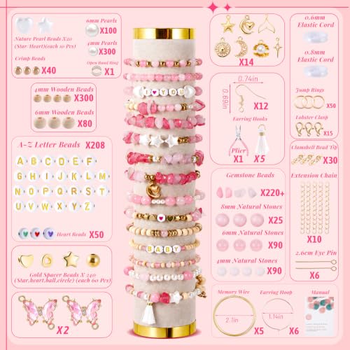 Wurosi Jewelry Making Supplies Kit, Bracelet Making Kit for Adult - color: Pink
