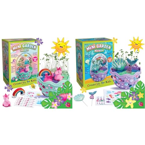 Creativity for Kids Mini Garden Bundle: Unicorn & Mermaid Terrarium Kit - Crafts and Toys for Kids (Ages 6+)