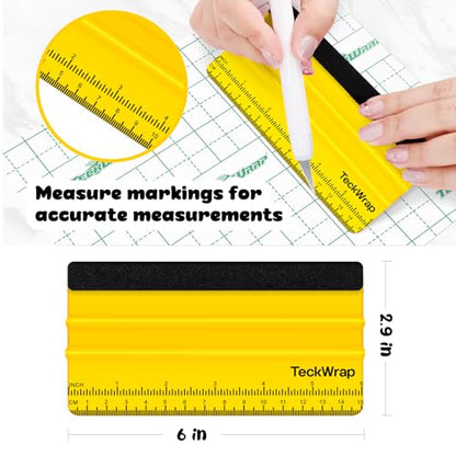 TECKWRAP Felt Squeegee Scraper Tool for Vinyl, Yellow, 6"x2.9" - color: 1pcs Yellow