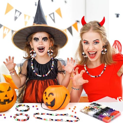 UPINS 2100Pcs Halloween Bracelet Making Kit Beads for Jewelry Making - color: Orange Purple Black