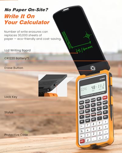 ROATEE Construction Engineering Calculator with Writing Tablet Silver - color: Silver Orange