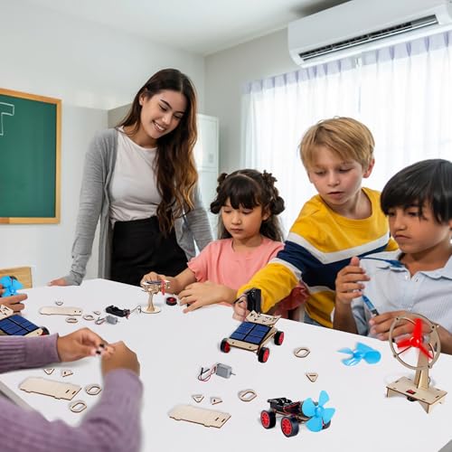 STEM 4 Set Building Kit, Solar Toys for Boys 8-13, DIY Science Kit for Kids