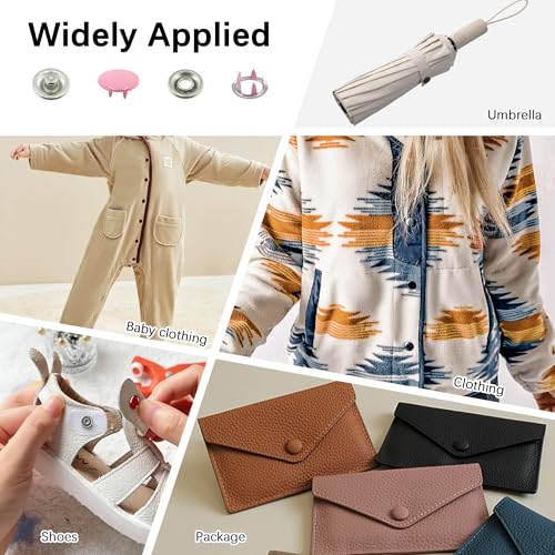 240 Sets Snaps Buttons Fastener kit Hollow Steel Prong Snaps Buttons with Pliers Press Tool for DIY Crafts Clothes Hats Bags Sewing (Hollow & Solid) - style: 240 Sets (Hollow & Solid)