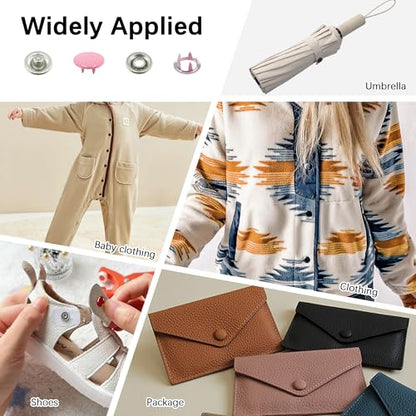240 Sets Snaps Buttons Fastener kit Hollow Steel Prong Snaps Buttons with Pliers Press Tool for DIY Crafts Clothes Hats Bags Sewing (Hollow & Solid) - style: 240 Sets (Hollow & Solid)