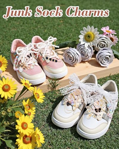 Junk Socks Charms Kit,Shoe Charms for Sneakers,Brooches and Pins for Women - color: Gold
