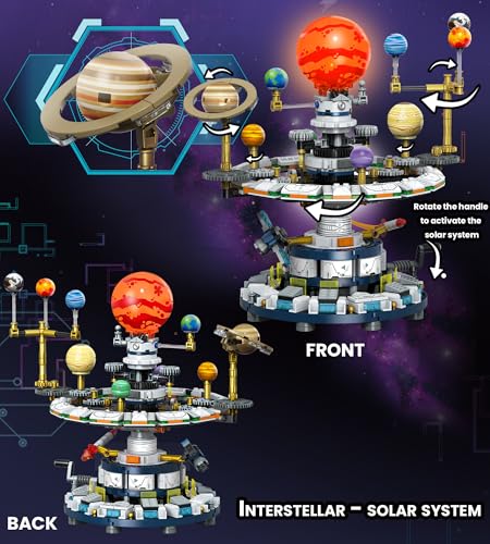 Rotatable Solar System Building Set, Space Exploration Building Blocks Set, Solar System Toys for Birthday for Teens Ages 12-14+ (963pcs)