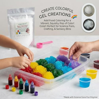 Super Absorbent Polymer (8 oz) – Fine Granular Water Gel Crystals for STEM Experiments, Sensory Play, and Magic Tricks – Absorbs 1,000x Its Weight – Certified Non-Toxic