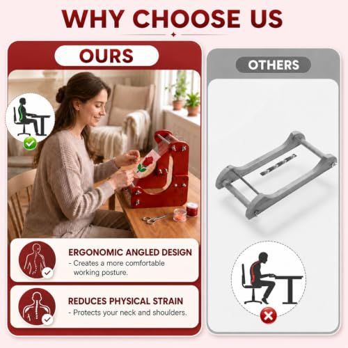 Adjustable Standing Bead Loom, Wood Beading Loom Kit with 4 Length Options, Ergonomic Angled Design, Work Area 7.5" to 10.5", Full Size 7" x 14" x 10", Includes Threader & Brush, for Jewelry & Crafts