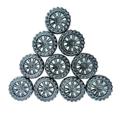 EUDAX 30mmx8mm Plastic Roll 2mm Dia Shaft Toys Wheel and 2mmx100mm STEM Shaft Round Rod Axles for DIY Toy RC Car Truck Boat Helicopter Model Part (Black, 100pcs) - color: Black, size: 100pcs