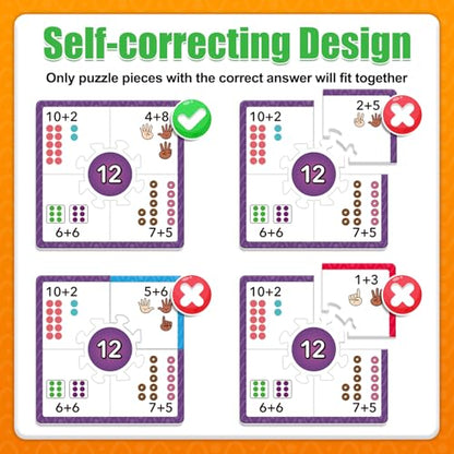 Torlam Addition and Subtraction Puzzle Cards Math Manipulatives Kindergarten Math Games for Kids, Homeschool Supplies Classroom Must Haves Preschool Learning Games Flash Cards Puzzles Toys