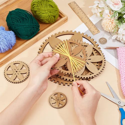 BENECREAT 6 Sizes Poplar Wood Weaving Loom Kit, Round DIY Weaving Loom DIY Weaving Art Tapestry Loom for Hanging Decor Woven Tapestry Knitted Crafts Making, 4.5mm Thick - size: Round
