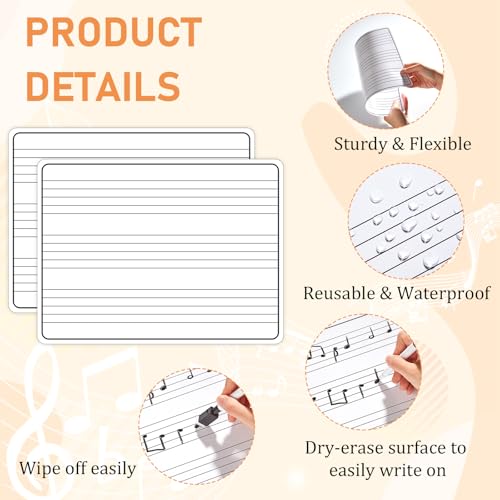 24Pcs Dry Erase Music Staff Lap Boards for Student Reusable Musical Notes Double Sided Erasable Cardboard Music Note Whiteboard for Musical Teacher Classroom Homeschool Portable Teaching Tool 12" x 9" - style: Staff Writing Notes