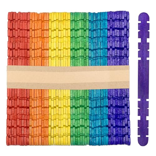 Notched Wood Craft Sticks, Rainbow, 1000 Pack, 4.5 Inch - color: Multi Color Pack