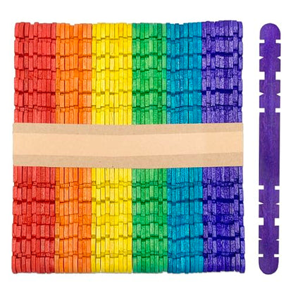 Notched Wood Craft Sticks, Rainbow, 1000 Pack, 4.5 Inch - color: Multi Color Pack