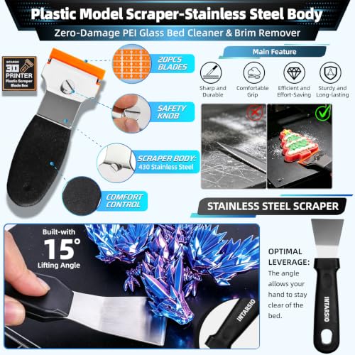 62pcs 3D Printer Tool Kit and Accessories with Hardshell Box incl. Long Nose Pliers, Flush Cutter, Metal/Plastic Scrapers, Finishing Files, for Bambu Lab A1/P1S/P1P, Flashforge & All FDM/SLA Printers - style: Maker Suite Pro