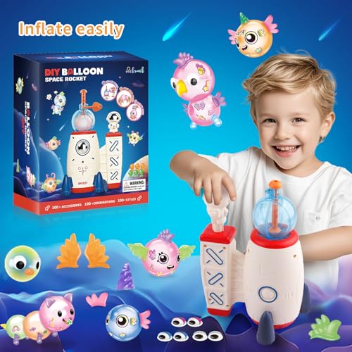 nicknack Space Rocket DIY Balloon Animals Kit with Pump Craft Kits for Kids - color: Rocket Blue